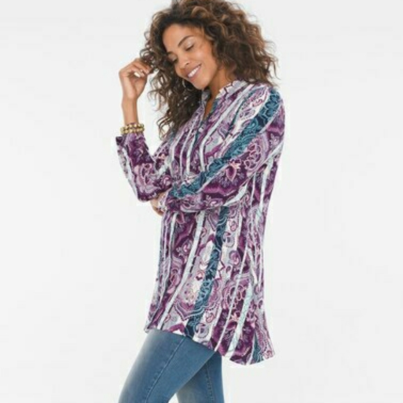 NWT Chico's hem interest tunic top sz 0 - Picture 2 of 10